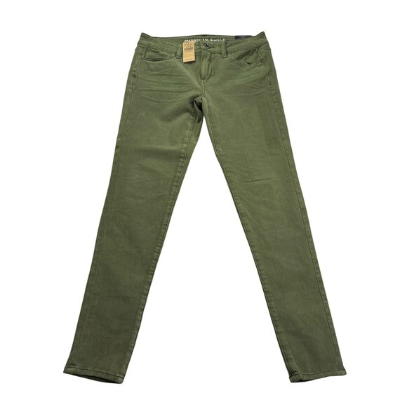 American Eagle Outfitters Jegging X4 Sateen Super Stretch 4 Short Green New - Picture 1 of 6